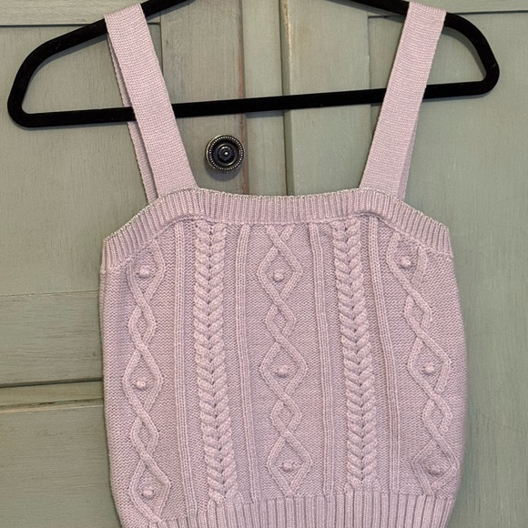 zara-tops-zara-lavender-cable-knit-cropped-tank-top-with-wide